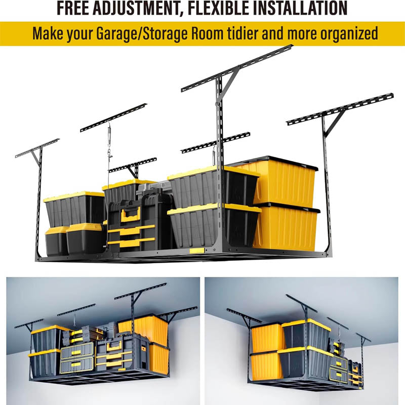 3x6ft Garage Storage Rack Adjustable Garage Ceiling Storage Racks, 680 lbs Load Capacity, 22''-40"