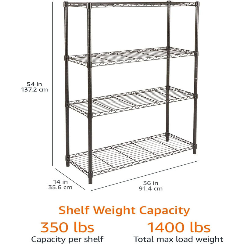 1400LBS Garage Storage Rack 4 Tier Garage Shelving Heavy Duty Steel Organizer Wire Rack for Storage Warehouse Pantry Closet