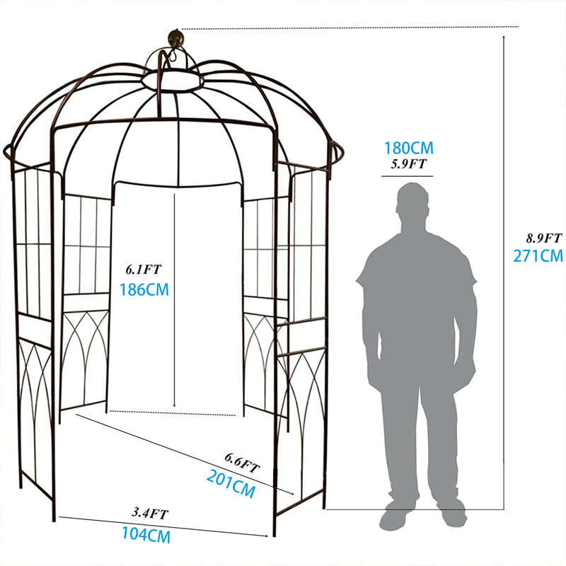 Birdcage Shape Garden Arbor Vintage Garden Arch, Iron Plant Climbing Trellis Pavilion, Iron Garden Terrace Pavilion