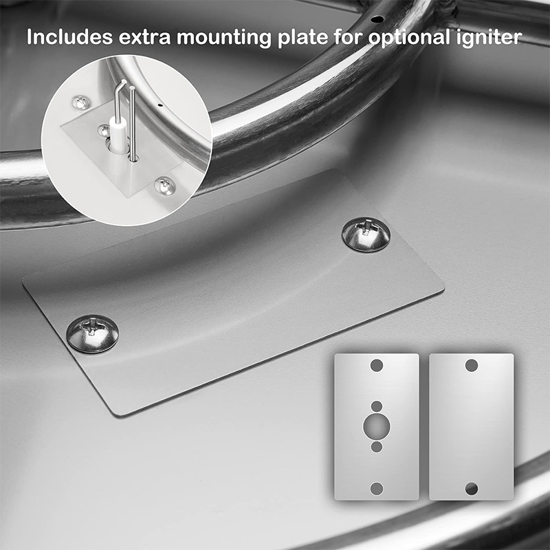 Gas Fire Pit Pan 19" Round Recessed Fire Bowl Kit Insert Spark Ignition Kit, Stainless Steel Gas Fire Bowl Burner Set for Outdoor and Indoor - Natural Gas