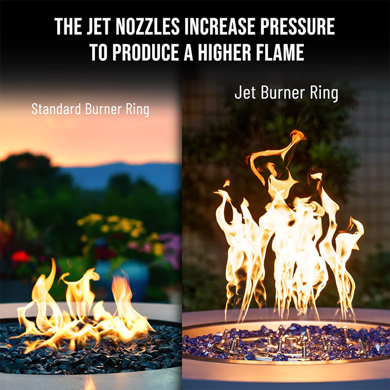 12" Round Stainless Steel Fire Pit Burner Ring, High Flame