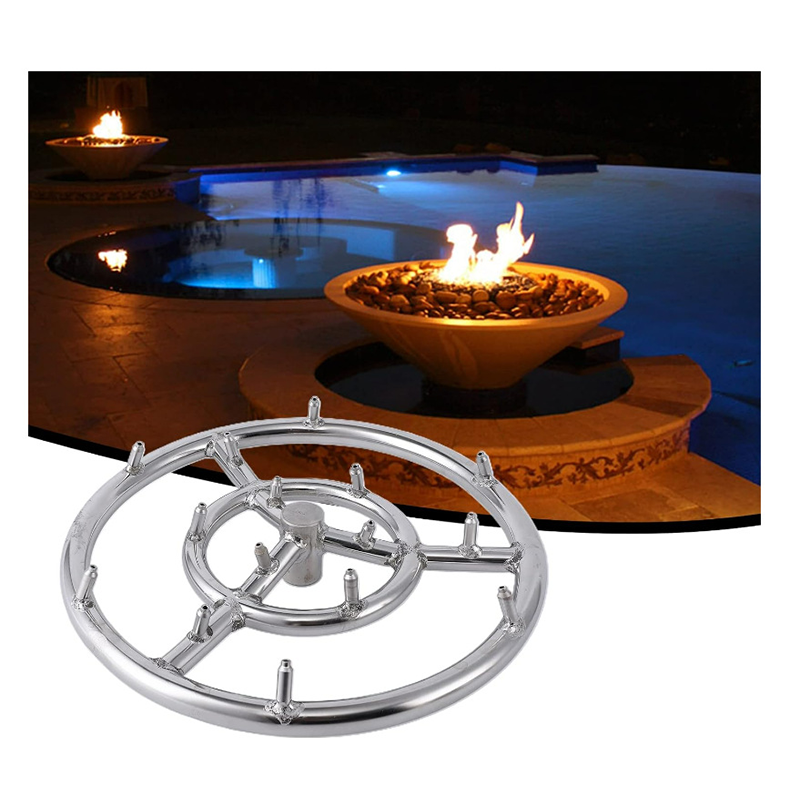 24" Round Stainless Steel Fire Pit Jet Burner Ring High Flame