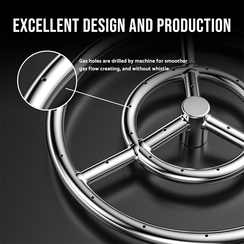 12" Round Fire Pit Burner Ring, 304 Stainless Steel