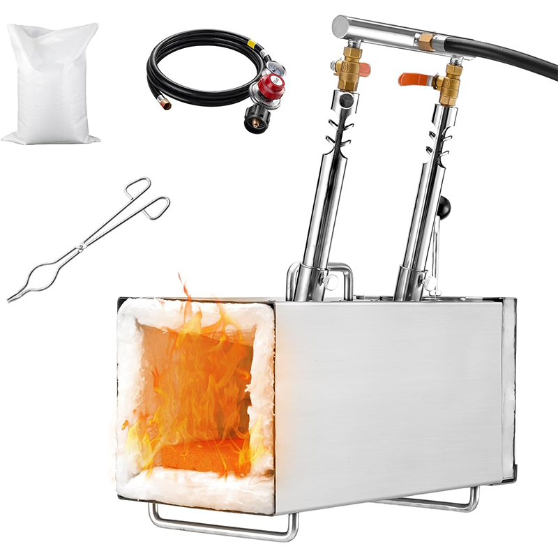 Large Capacity Square Forge Furnace 2552°F/1400°C Dual Burner Forge Kit Portable Propane Gas Forge Machine for Forging Horseshoe Knife Tool Making Equipment