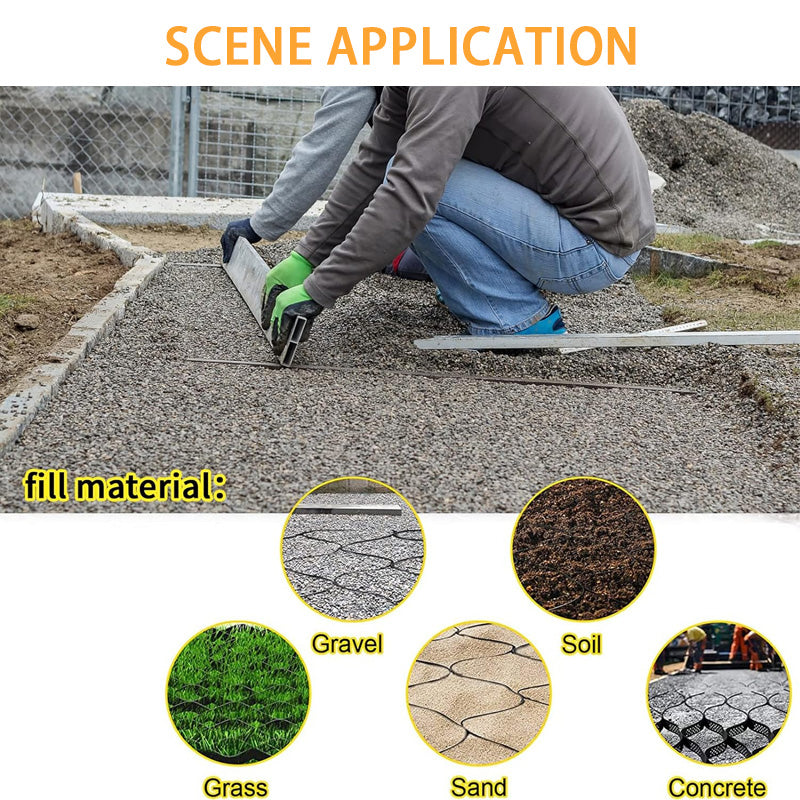 9x17ft Gravel Ground Grid, Geogrid Driveway Stabilization Grid, Ground Stabilization Grid, Suitable For Landscaping Parking Lot Garden, Courtyard