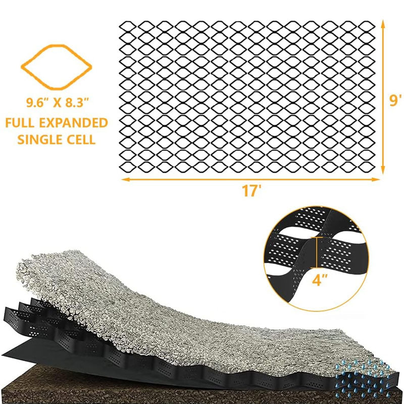 Geogrid Ground Grid 4" (9x17 ft) 155 Sq. ft. Geogrid Cell For Light Traffic Areas
