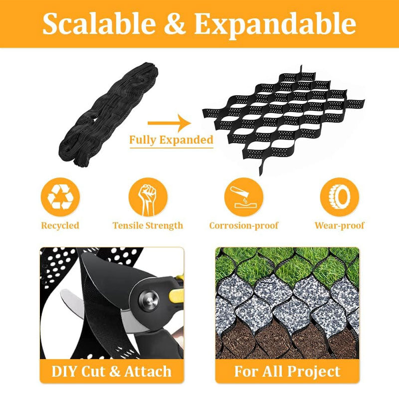 Geogrid Ground Grid 4" (9x17 ft) 155 Sq. ft. Geogrid Cell For Light Traffic Areas