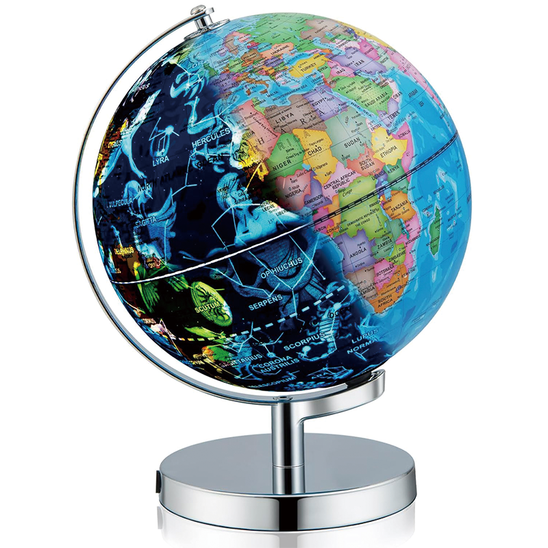 Illuminated Globes of The World, 9’’ World Globe with LED Night Light, Educational Globe for Classroom, Office, Kids Learning