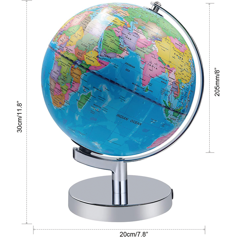 8 Inch Educational Geographic Globes with Stand Built, Illuminated World Globe 2 in 1 Interactive Educational Geographic Earth Globe Learning Toy
