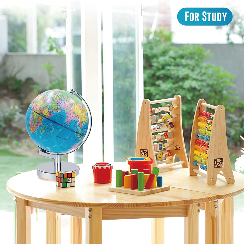 8 Inch Educational Geographic Globes with Stand Built, Illuminated World Globe 2 in 1 Interactive Educational Geographic Earth Globe Learning Toy