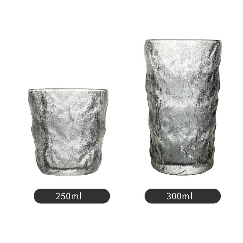 Glacier Pattern Glass Cup For Home Living Room, Drinking Cup, Hospitality Green Tea Cup Set, High-End Gray x6Glass Cup/ 250ml