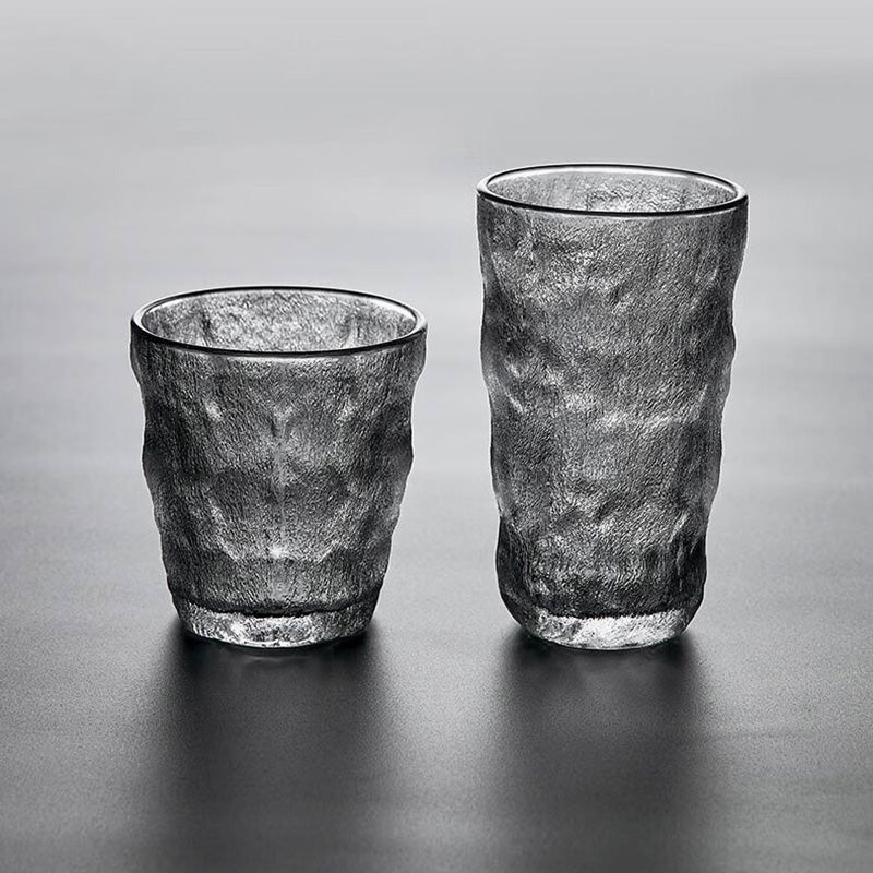 Glacier Pattern Glass Cup For Home Living Room, Drinking Cup, Hospitality Green Tea Cup Set, High-End Gray x6Glass Cup/ 250ml