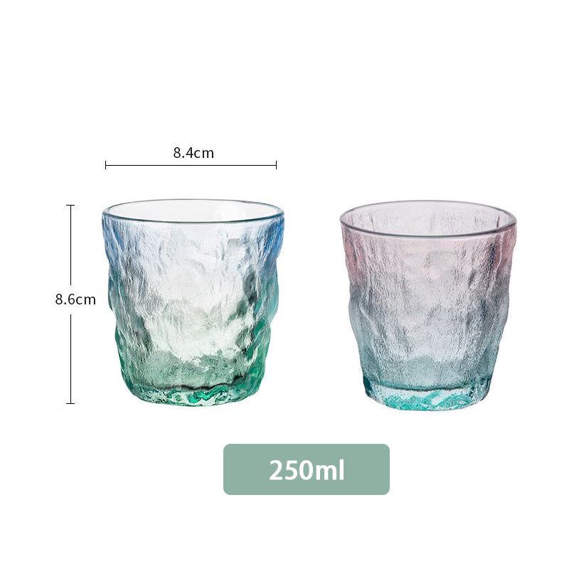 Glacier Pattern Glass Cup Water Cup Beverage Coffee Cup Household Gradient Color Water Cup