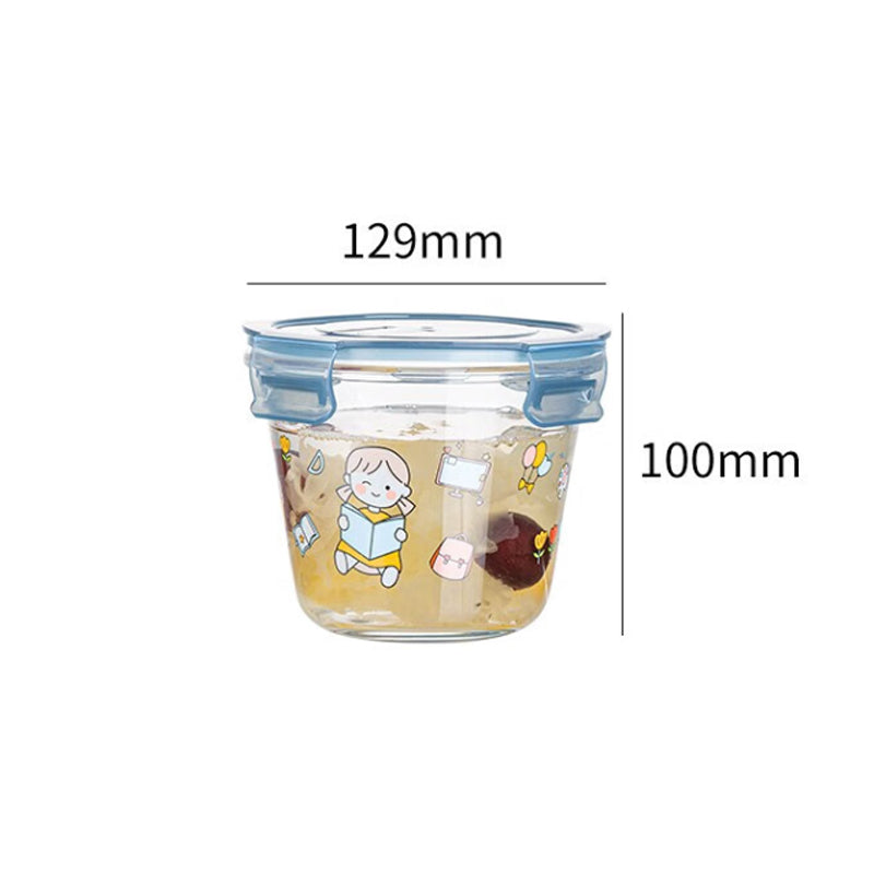 Portable Glass Preservation Bowl 660ml Glass Bowl Soup Bowl Noodle Bowl Microwaveable Large Capacity Household 1 Piece