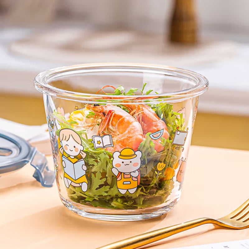 Portable Glass Preservation Bowl 660ml Glass Bowl Soup Bowl Noodle Bowl Microwaveable Large Capacity Household 1 Piece