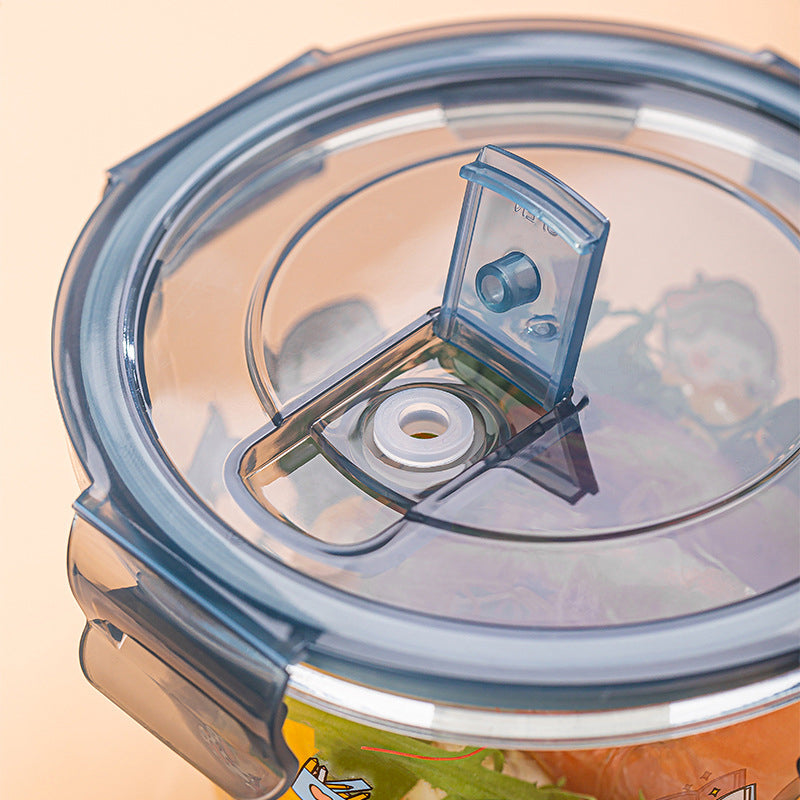 Portable Glass Preservation Bowl 660ml Glass Bowl Soup Bowl Noodle Bowl Microwaveable Large Capacity Household 1 Piece