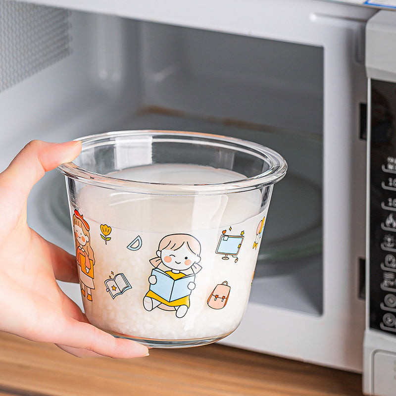 Portable Glass Preservation Bowl 660ml Glass Bowl Soup Bowl Noodle Bowl Microwaveable Large Capacity Household 1 Piece