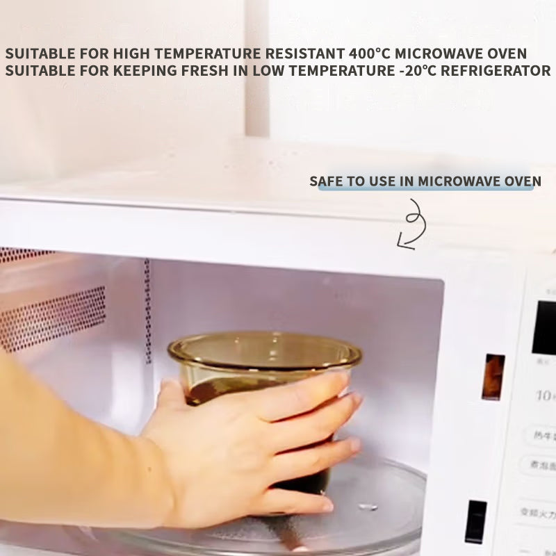 Student Office Worker Glass Lunch Box With Lid Microwave Heating Soup Cup Lunch Box Bowl Sealed Crisper