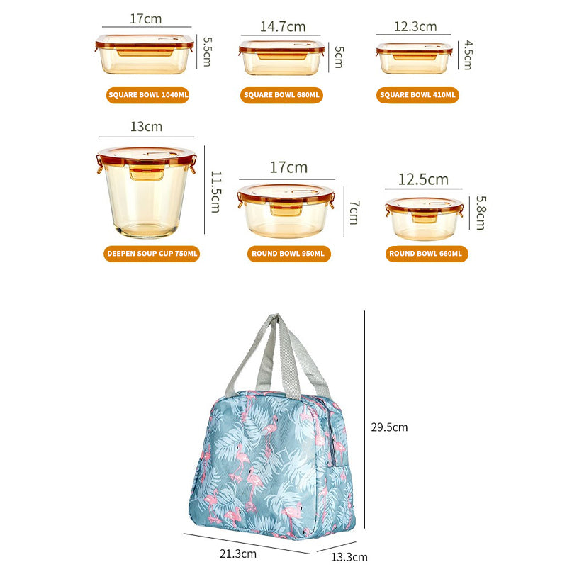 Student Office Worker Glass Lunch Box With Lid Microwave Heating Soup Cup Lunch Box Bowl Sealed Crisper