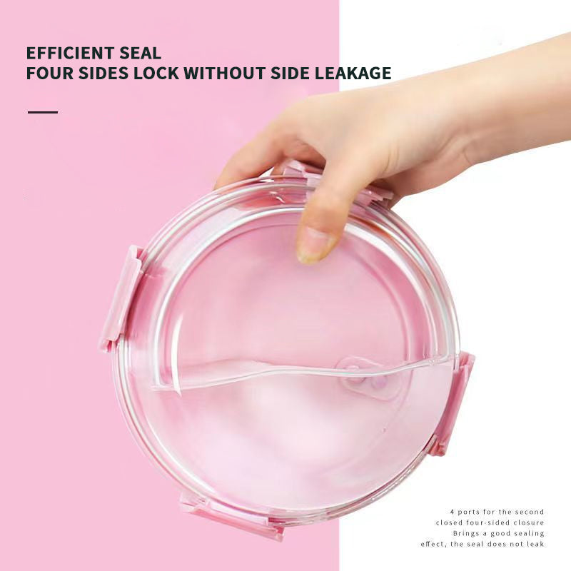 Heat-Resistant Glass Lunch Box Microwaveable, High Borosilicate Lunch Box For Students, Fresh Fruit Lunch Box With Lid And Sealed Lunch Box For Office Workers