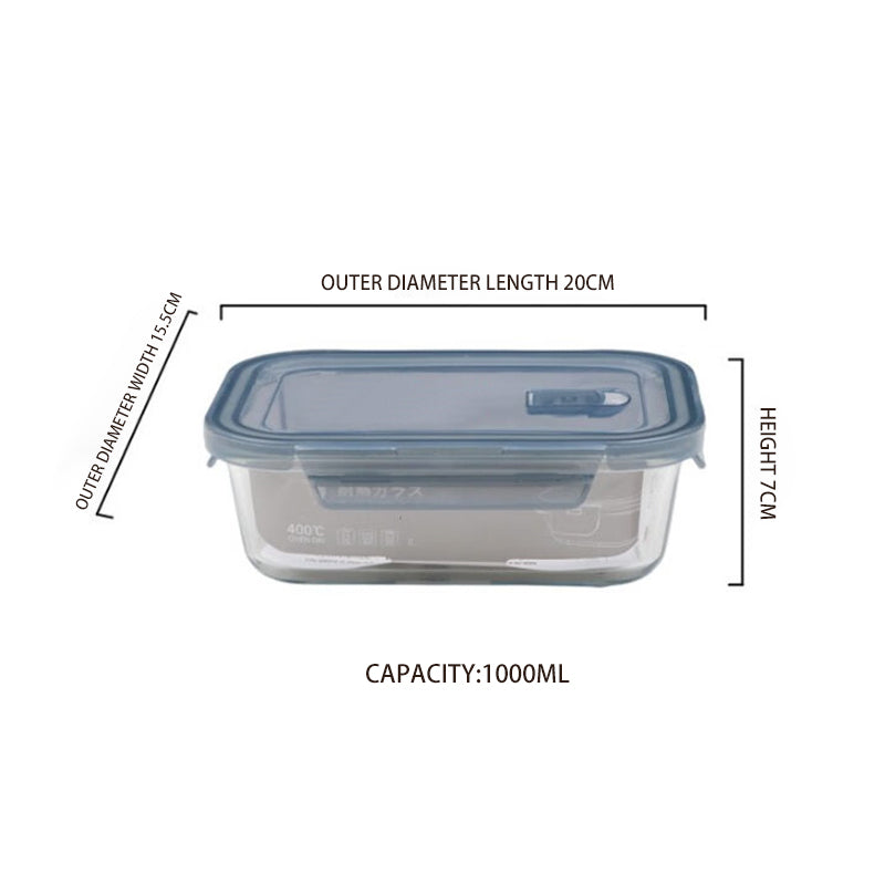 Heat-Resistant Glass Storage Box Gaopeng Tempered Glass Bowl Refrigerator Microwave Storage Bowl Lunch Box Square Lunch Box