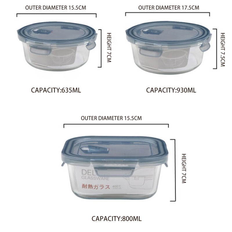 Heat-Resistant Glass Storage Box Gaopeng Tempered Glass Bowl Refrigerator Microwave Storage Bowl Lunch Box Square Lunch Box