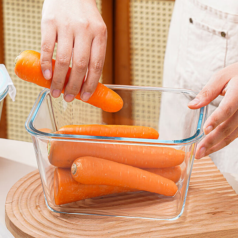 Refrigerator Crisper Glass Pickle Jar Large Capacity Microwave Sealed Jar Kimchi Pickled Pepper Chicken Feet Storage Box Rectangular 2500ml