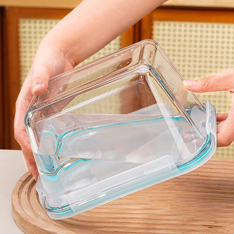 Refrigerator Crisper Glass Pickle Jar Large Capacity Microwave Sealed Jar Kimchi Pickled Pepper Chicken Feet Storage Box Rectangular 2500ml