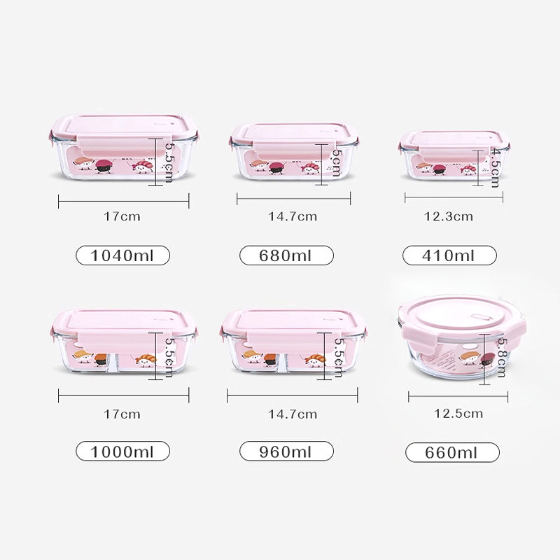 Heat-Resistant Glass Lunch Box Microwaveable, High Borosilicate Lunch Box For Students, Fresh Fruit Lunch Box With Lid And Sealed Lunch Box For Office Workers