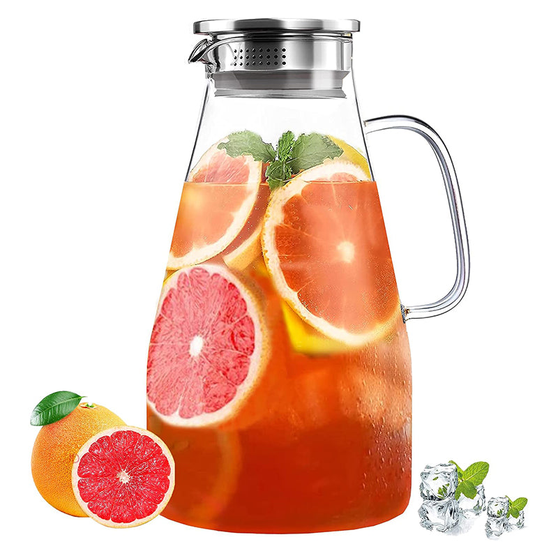2800ml Glass Pitcher with Lid Iced Tea Pitcher Borosilicate Glassware for Juice, Milk, Coffee, Lemonade
