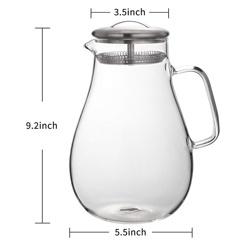 64 Ounces Water Pitcher with Handle Beverage Carafe Pitcher for Juice, Milk, Beverage, Hot/Cold Water & Iced Tea