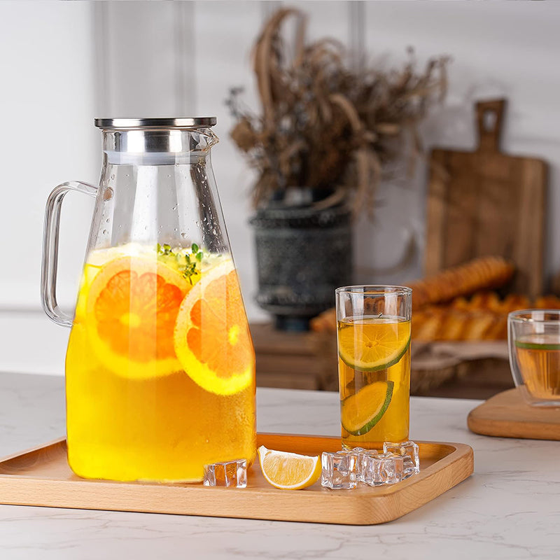 2800ml Glass Pitcher with Lid Iced Tea Pitcher Borosilicate Glassware for Juice, Milk, Coffee, Lemonade