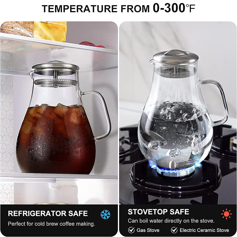 64 Ounces Water Pitcher with Handle Beverage Carafe Pitcher for Juice, Milk, Beverage, Hot/Cold Water & Iced Tea