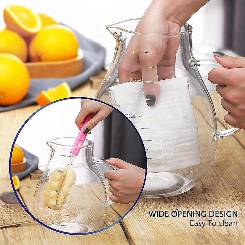 95oz 2800ml Heat Resistant Borosilicate Beverage Carafe for Juice and Iced Tea Large Glass Pitcher with Lid and Handle