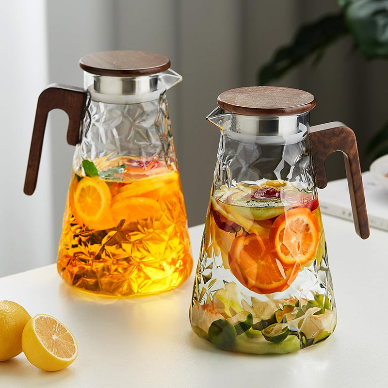 60oz Glass Pitcher with Handle for Hot and Cold Drinking Heat Resistant Borosilicate Glass Carafe