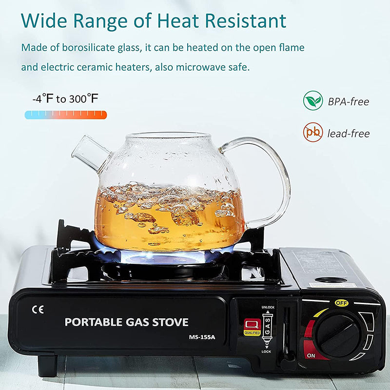 1000ml Glass Teapot Glass Tea Kettle with Removable Clear Filter,Stovetop Ideal Tea Set for Blooming Flower Tea