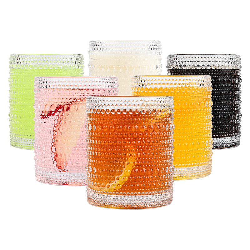 12 oz Hobnail Glass Cups Vintage Glassware Drinking Glasses Set of 6 Clear Water Tumbler for Beer,Cocktail,Whiskey,Juice