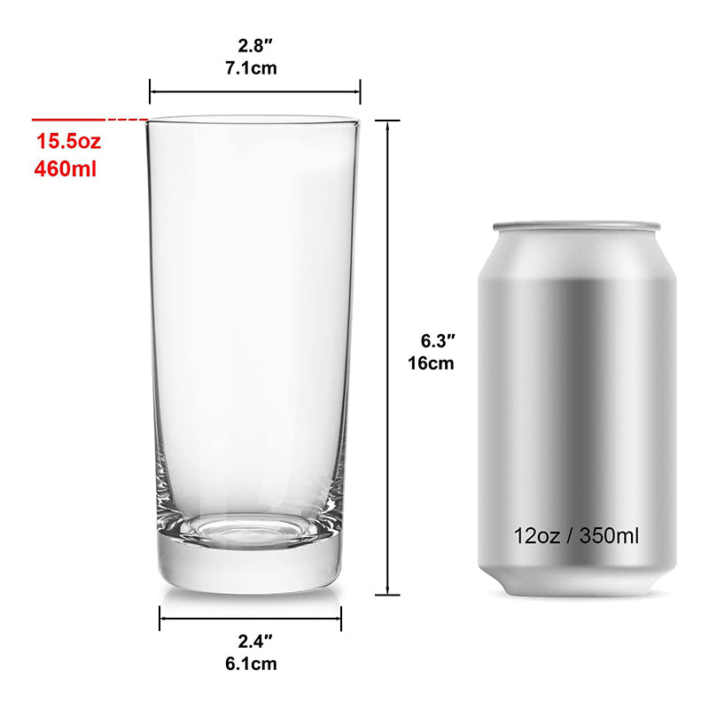 Heat-Resistant Drinking Glasses Set of 6 Double Fashioned Glass Tumblers 16oz Premium Borosilicate Clear Water Cups