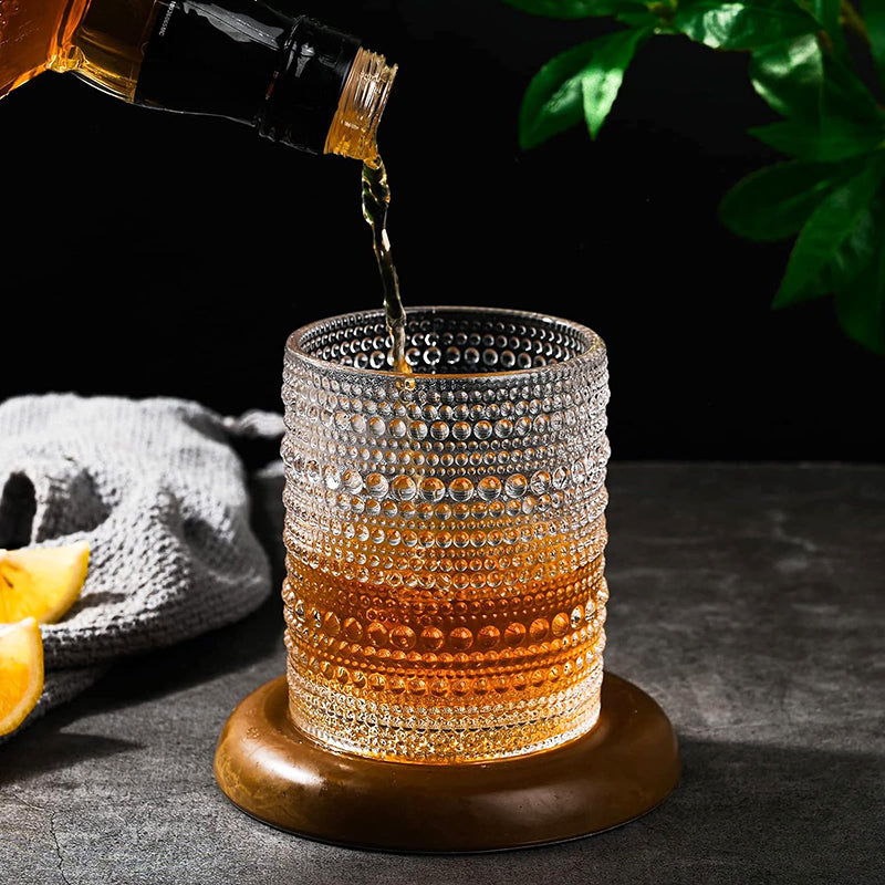 12 oz Hobnail Glass Cups Vintage Glassware Drinking Glasses Set of 6 Clear Water Tumbler for Beer,Cocktail,Whiskey,Juice