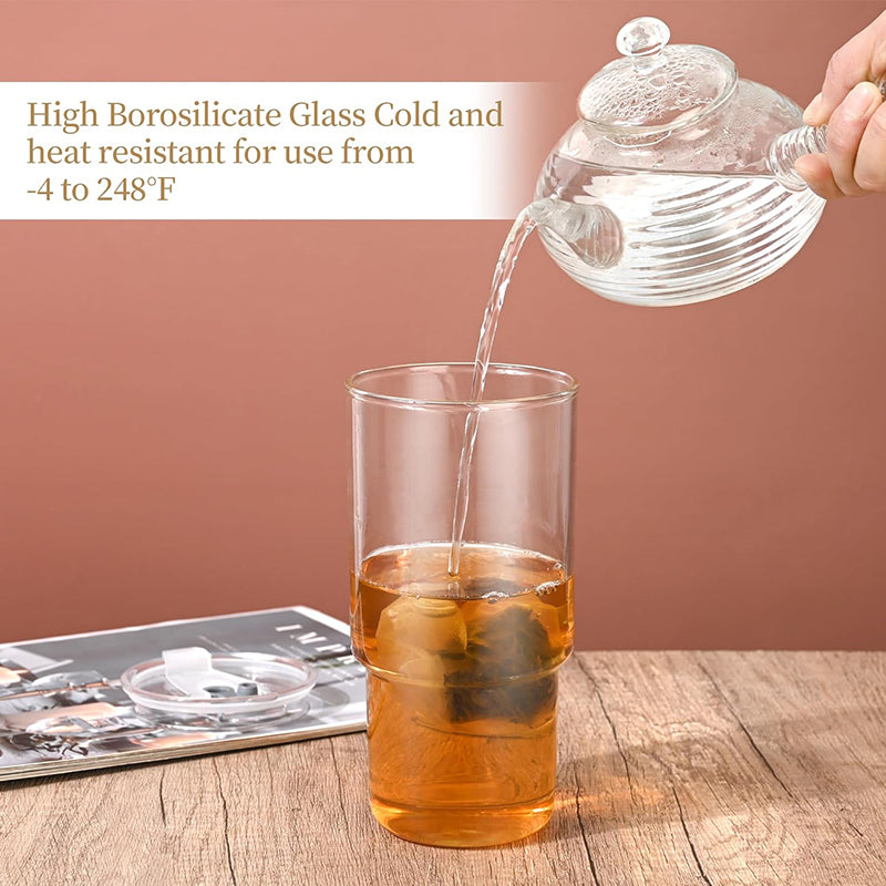 25 OZ Iced Coffee Cup With Glass Lids and Straws Wide Mouth Smoothie Cups Glass Tumbler