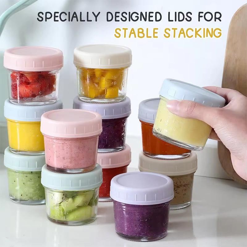 Glass Baby Food Storage Containers 4 Oz Baby Food Storage Jars With Lids, Baby Food Maker, Microwave, Dishwasher & Freezer Safe