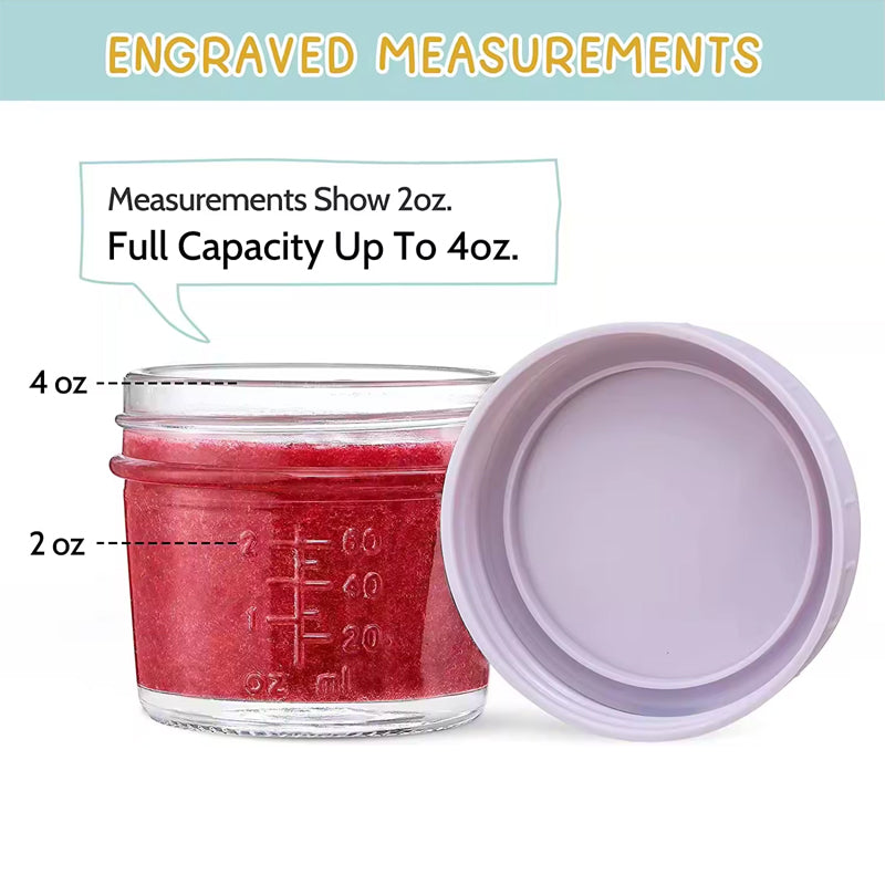 Glass Baby Food Storage Containers 4 Oz Baby Food Storage Jars With Lids, Baby Food Maker, Microwave, Dishwasher & Freezer Safe