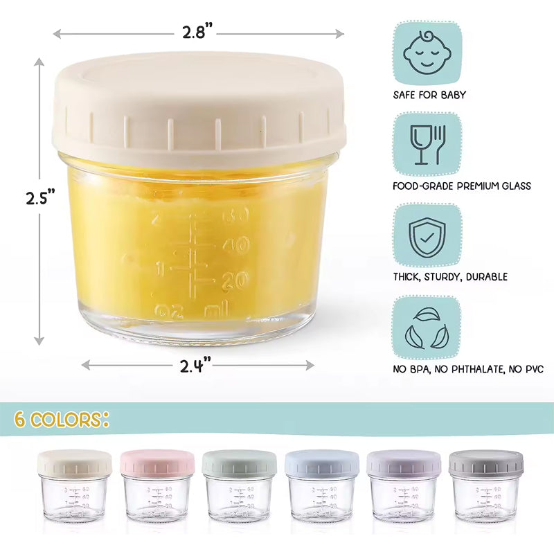 Glass Baby Food Storage Containers 4 Oz Baby Food Storage Jars With Lids, Baby Food Maker, Microwave, Dishwasher & Freezer Safe