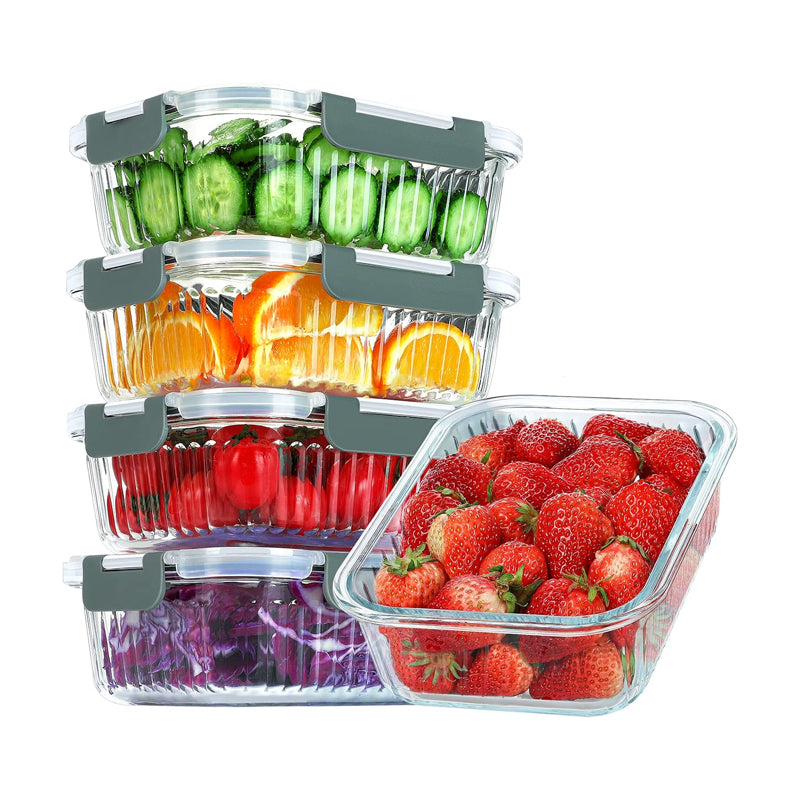 5 Packs 36 Oz Glass Food Storage Containers Glass Meal Prep Containers With Lids Airtight Glass Lunch Bento Boxes Bpa Free Microwave Freezer And Dishwasher Friendly