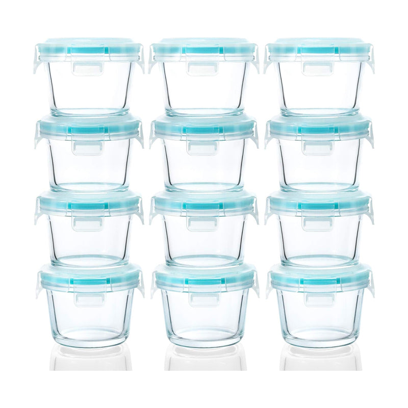 12-Pack, 5oz Mini Glass Food Storage Containers, Small Glass Jars With Locking Lids, Food Containers, Airtight, Freezer, Microwave, Oven & Dishwasher Friendly