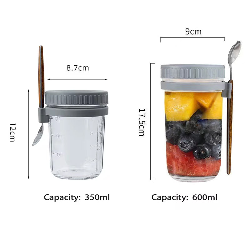 Hot Sell 10oz Airtight Overnight Oats Jars With Lid And Spoon Overnight Oats Containers With Measurement Marks