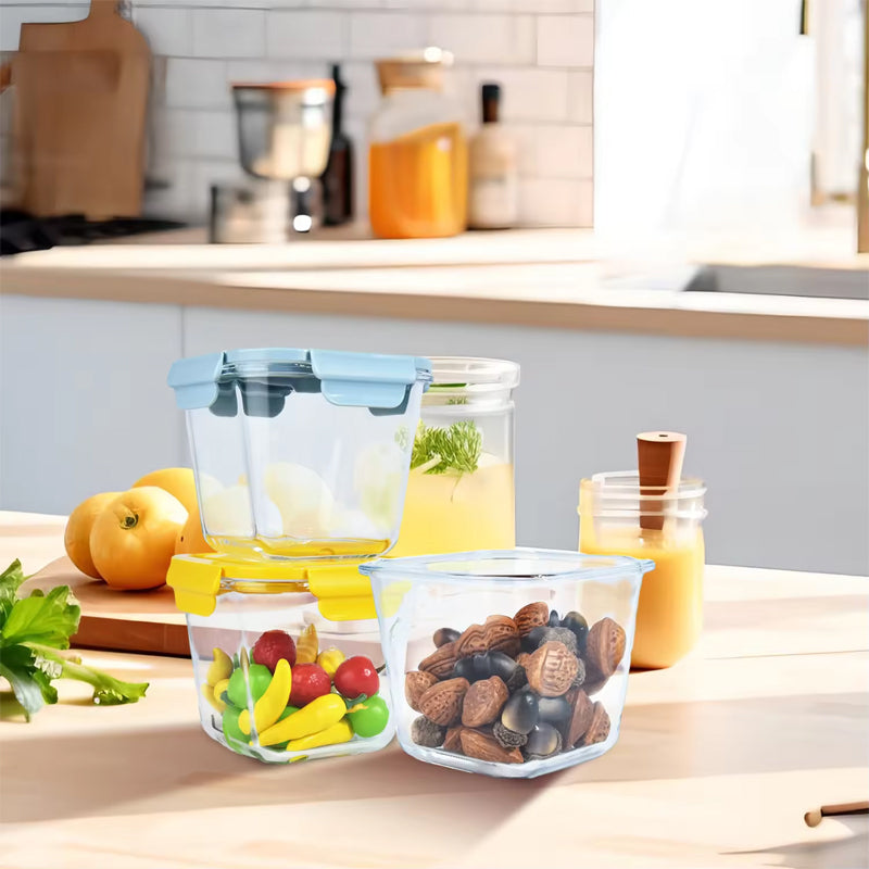 Baby Food Grade Lunch Box Square Storage Jars Glass Food Container Microwave And Oven Safe