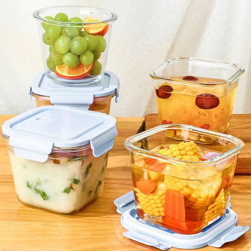 Baby Food Grade Lunch Box Square Storage Jars Glass Food Container Microwave And Oven Safe