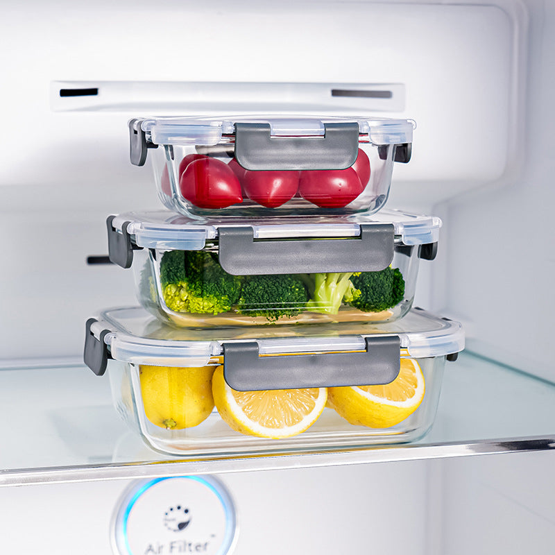 Square Glass Lunch Box Can Be Heated In The Microwave, General Office Lunch Box, High Boron Lunch Box