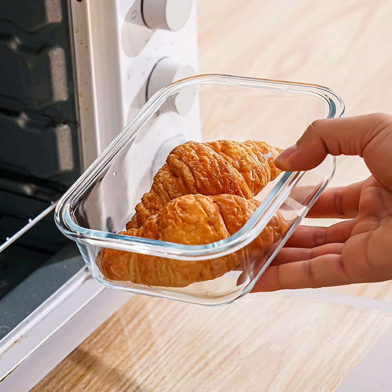 Square Glass Lunch Box Can Be Heated In The Microwave, General Office Lunch Box, High Boron Lunch Box